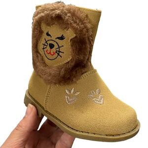 Rachel Baby Girls Faux Suede Boots Size 5 Brown Tan Side Zip Stylish Comfort